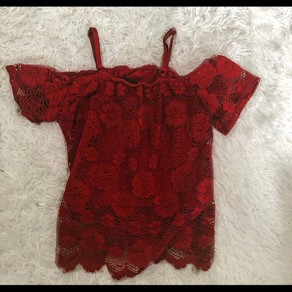 Off the shoulder red crop top